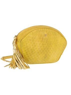 Authentic BALLY Shoulder Bag Leather Yellow Gold